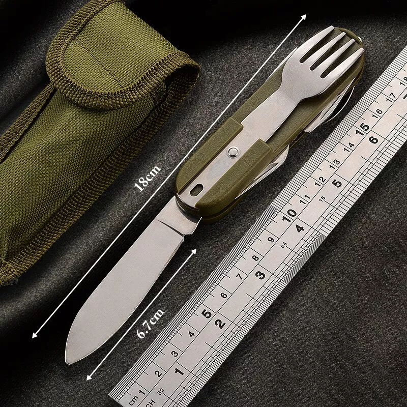 7-in-1 Foldable Stainless Steel Outdoor Tableware for Camping & Hiking - Image 3