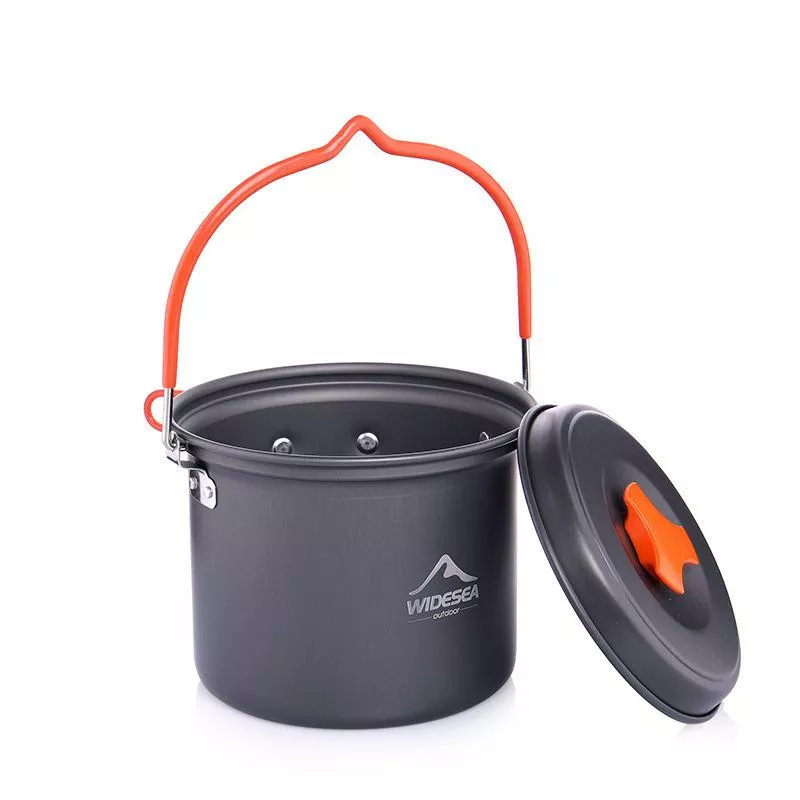 Outdoor Aluminum Hanging Pot for Camping and Picnic Cooking - 1.3L Nonstick Pot - Image 2