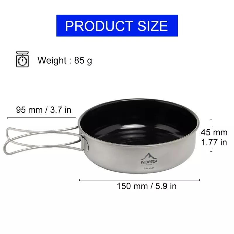 Ultra-light Titanium Camping Frying Pan Pot Plate - Image 6