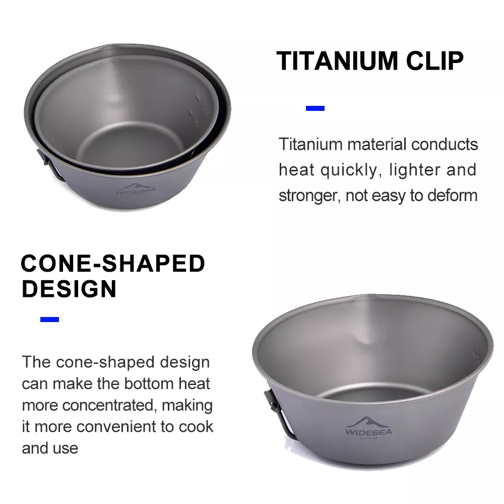 Camping Titanium Bowl with Foldable Handle – Lightweight Outdoor Cookware - Image 3