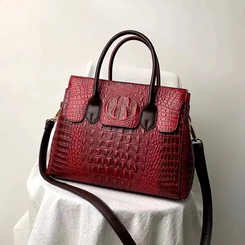 Luxury Crocodile Leather Tote Bag – Large Capacity Designer Crossbody Handbag - Image 3