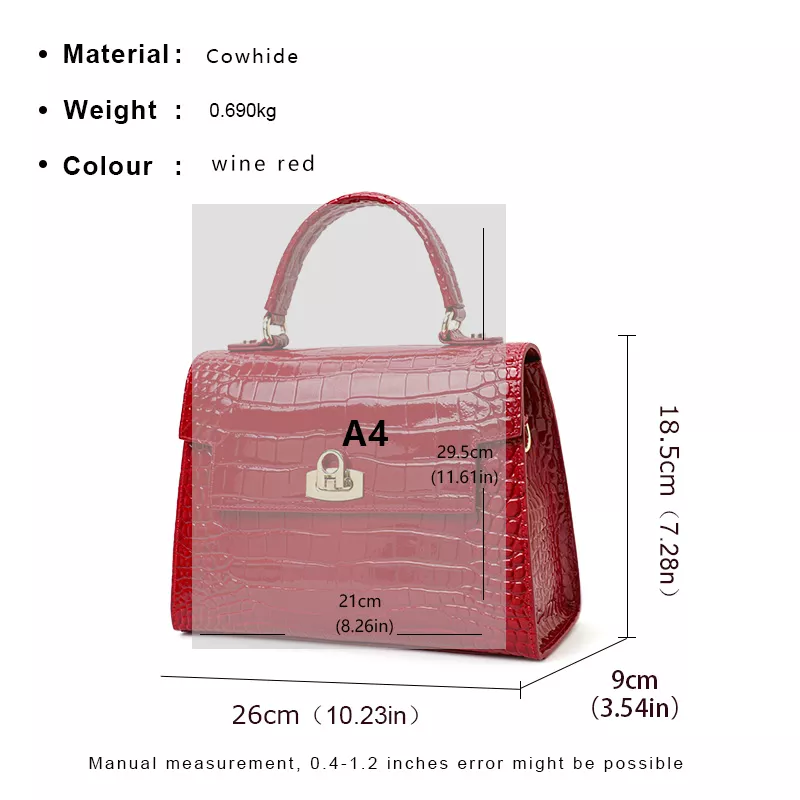 Elegant Crocodile Pattern Leather Crossbody Handbag - Premium Cowhide Shoulder Bag - Image 7