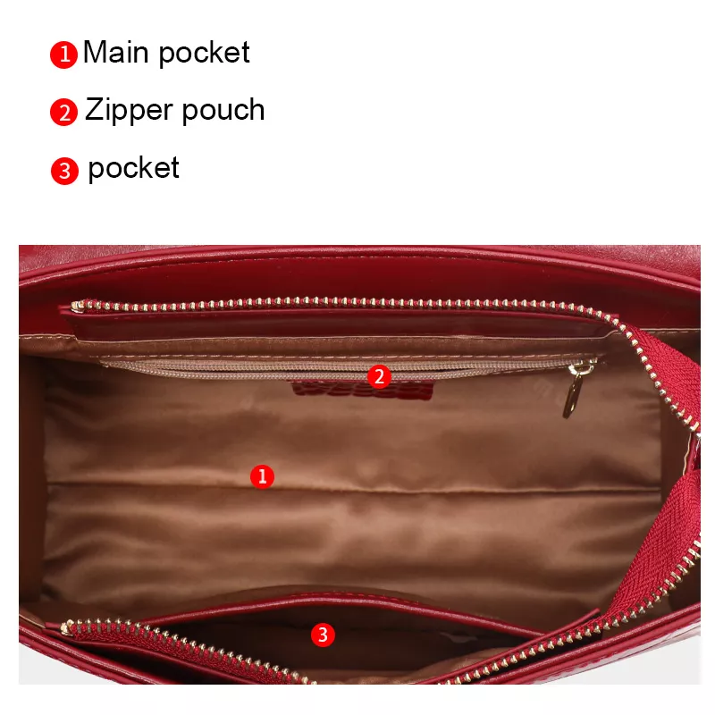 Elegant Crocodile Pattern Leather Crossbody Handbag - Premium Cowhide Shoulder Bag - Image 5