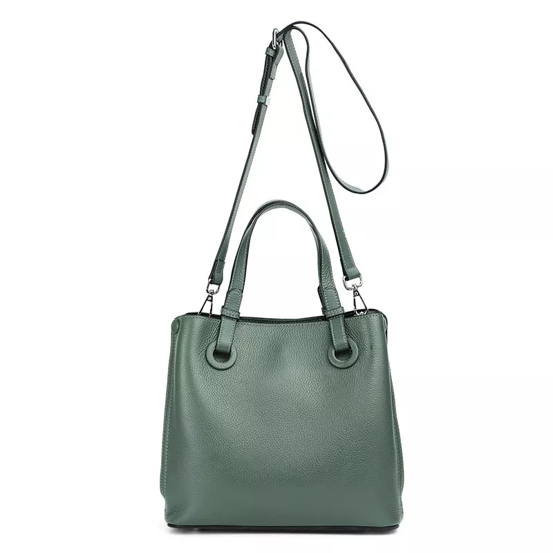 Genuine Leather Crossbody Bucket Bag – Stylish Handbag in Premium Cowhide Leather - Image 4
