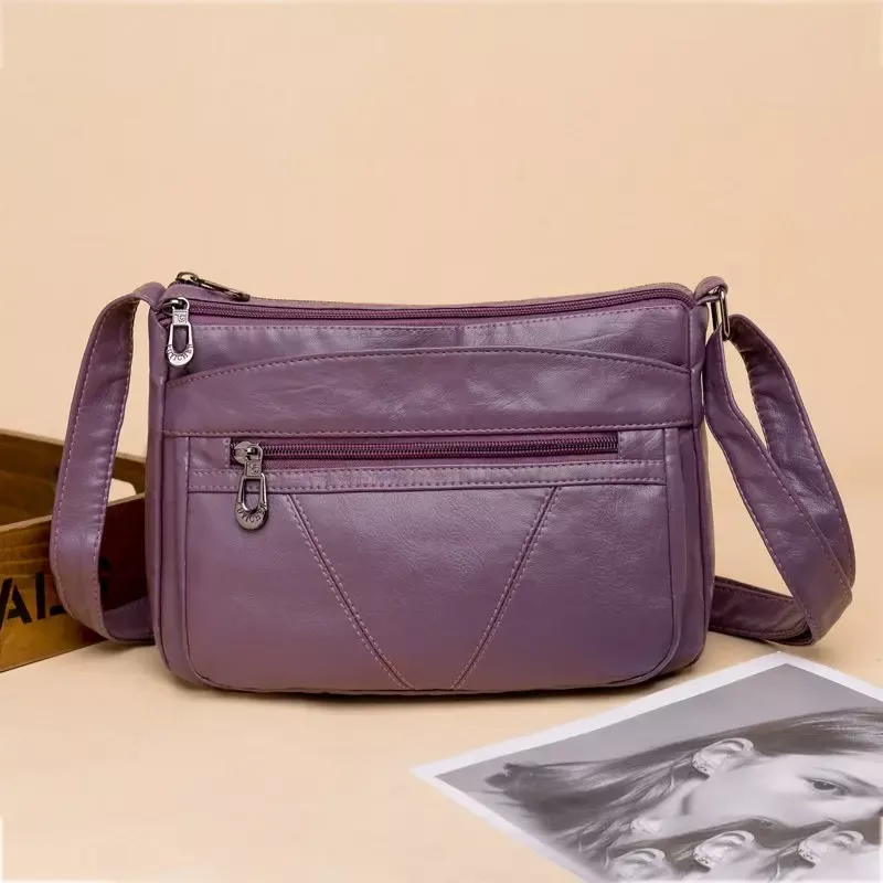 Elegant Vintage PU Leather Shoulder Bag with Multiple Pockets - Image 7