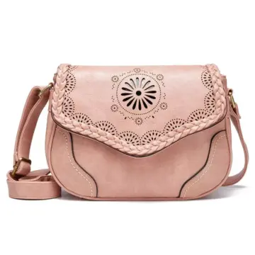 Vintage PU Leather Hollow-Out Shoulder Crossbody Satchel Bag for Women