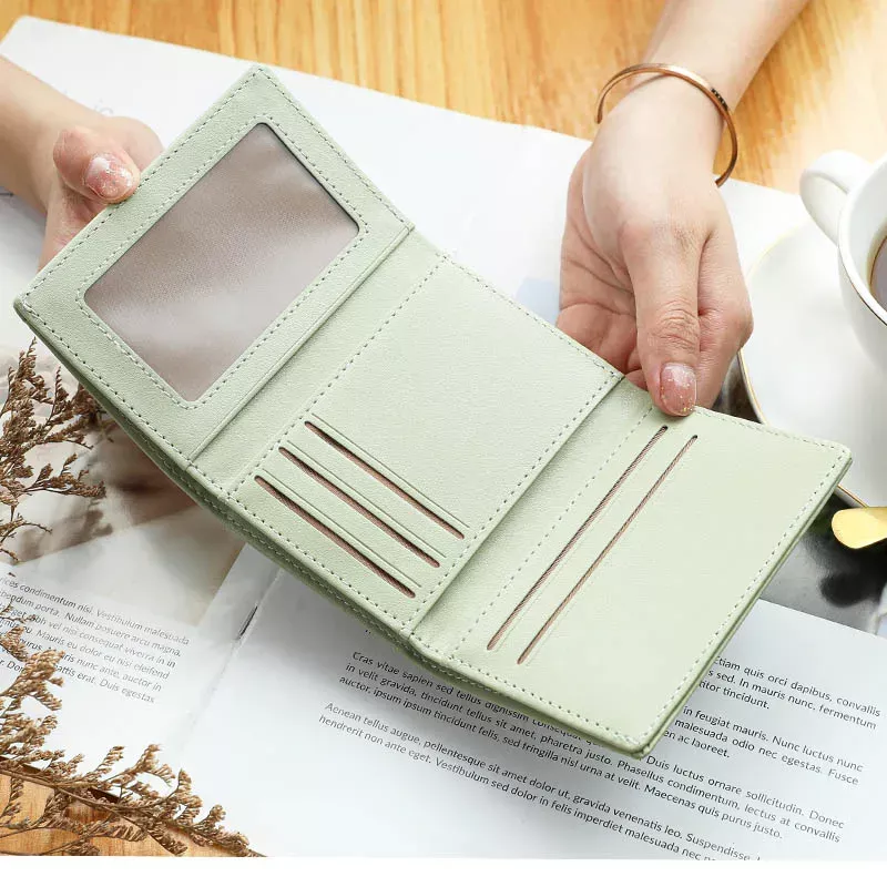 Stylish Short PU Leather Wallet for Women - Compact & High Capacity - Image 3