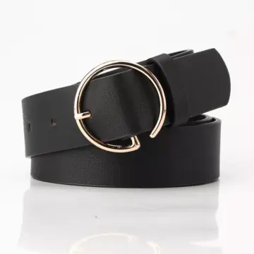 Fashion Wide PU Belt with Round Metal Buckle
