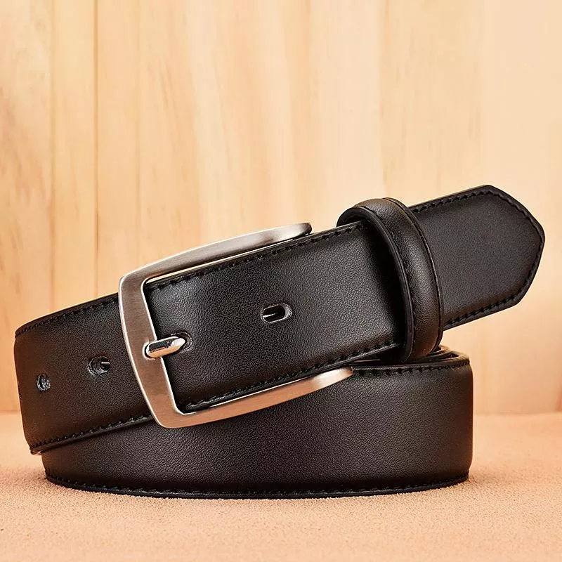Men's PU Leather Belt with High-Quality Metal Pin Buckle