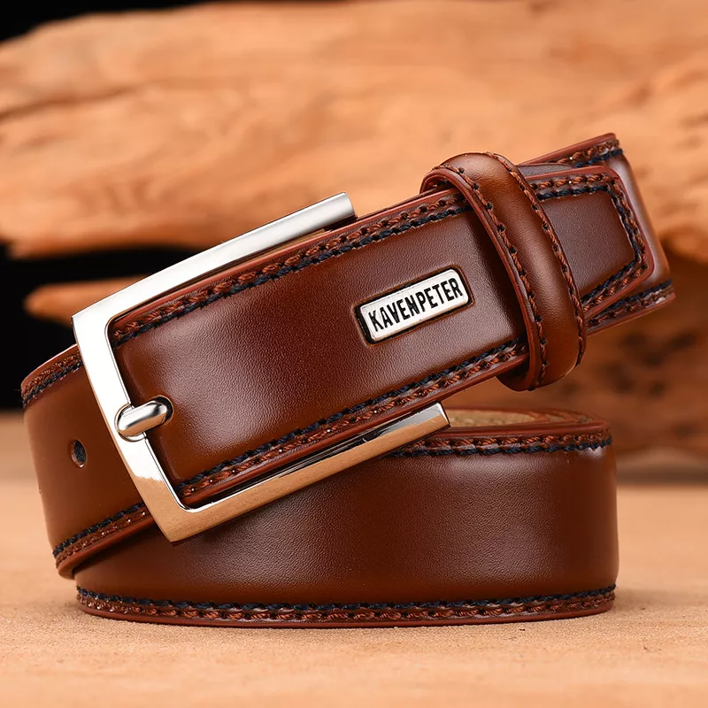Men's Genuine Leather Belt with Single Prong Buckle - Image 5