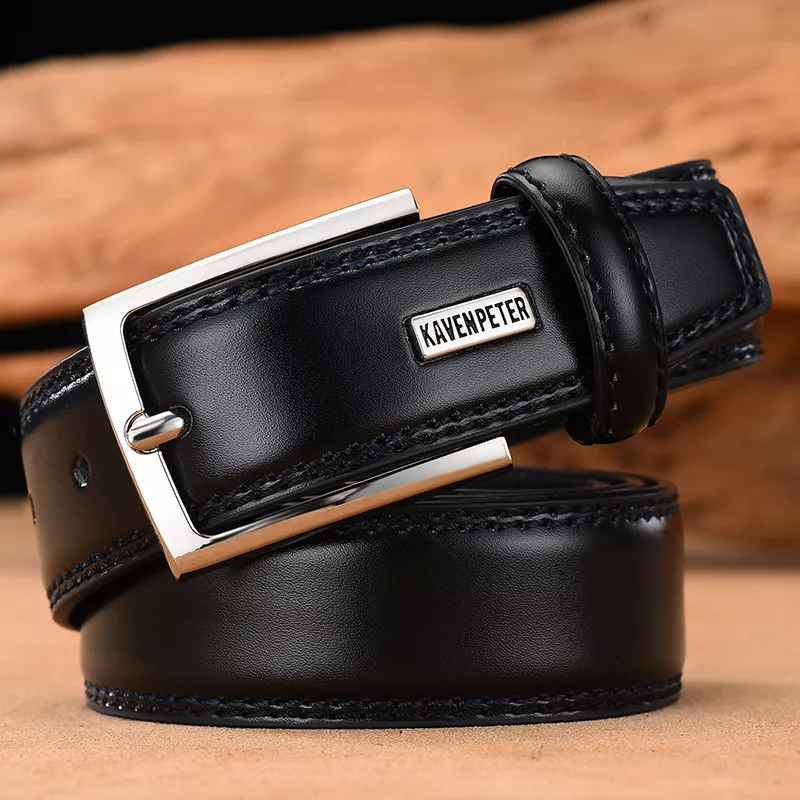 Men's Genuine Leather Belt with Single Prong Buckle - Image 2