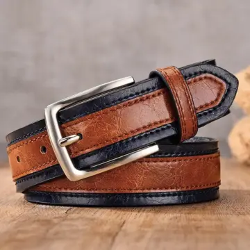 Men's Casual Leather Belt with Pin Buckle