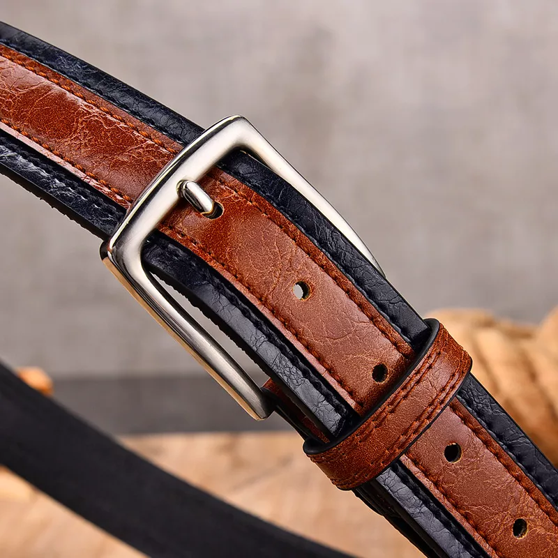 Men's Casual Leather Belt with Pin Buckle - Image 3