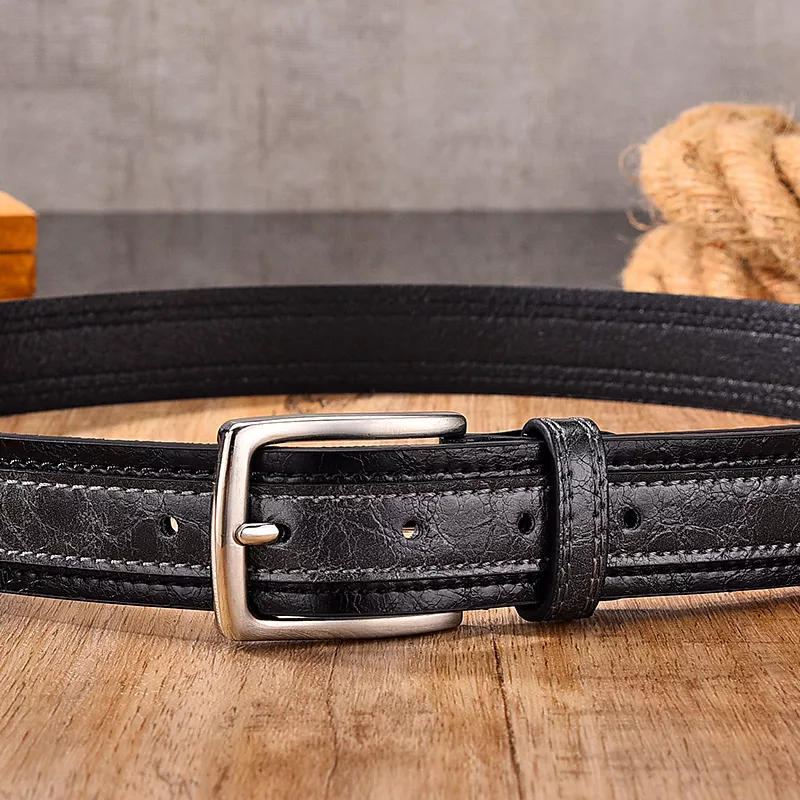 Men's Casual Leather Belt with Pin Buckle - Image 4