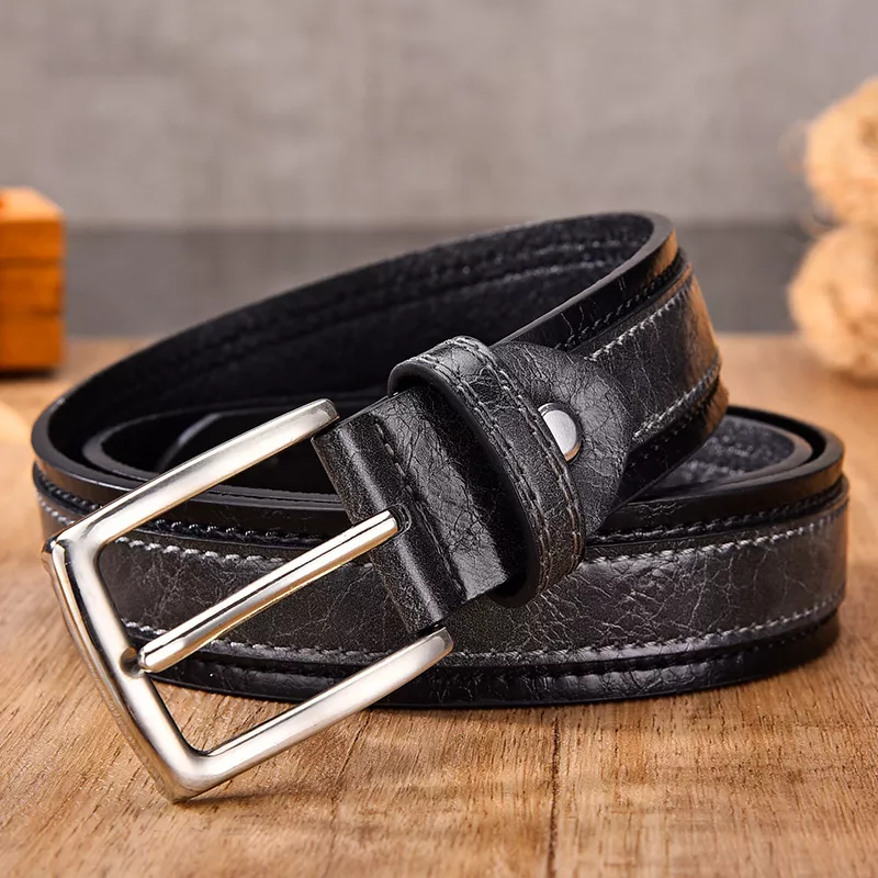Men's Casual Leather Belt with Pin Buckle - Image 5