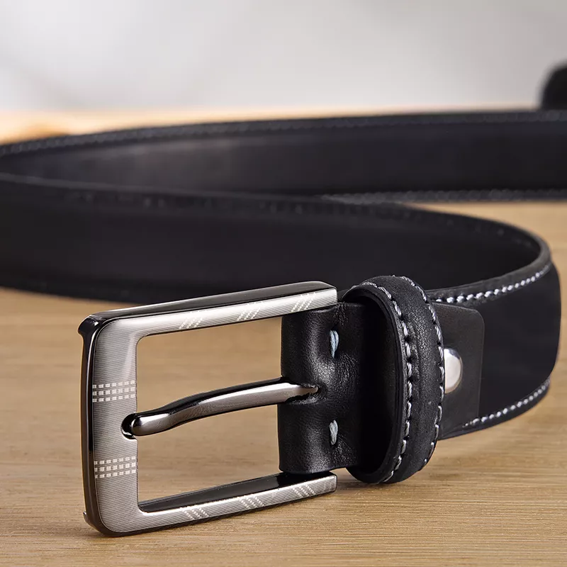 Genuine Leather Casual Belt for Men with Vintage Pin Buckle - Image 5