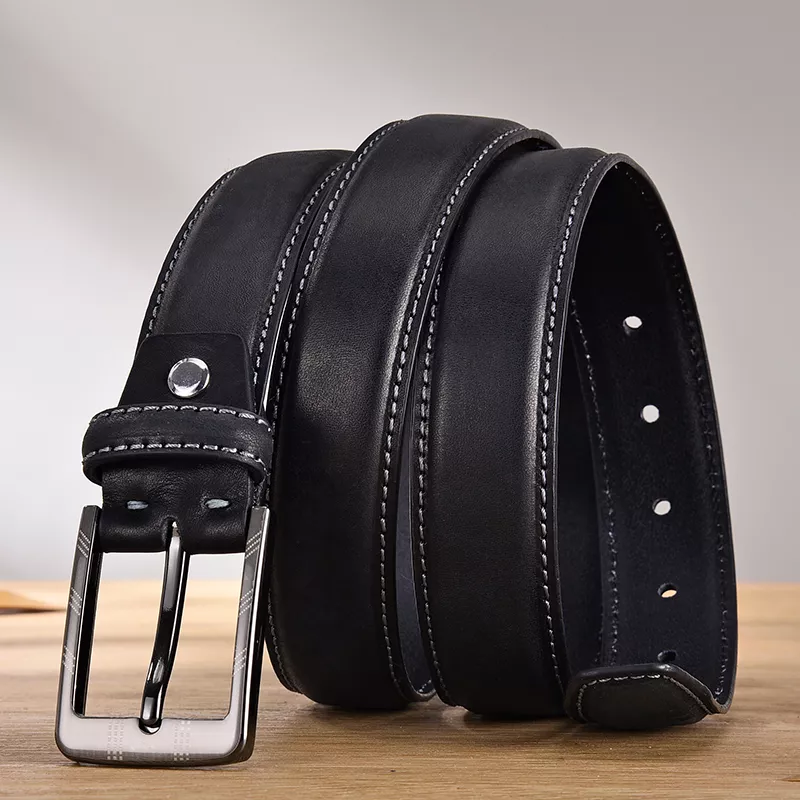 Genuine Leather Casual Belt for Men with Vintage Pin Buckle - Image 6