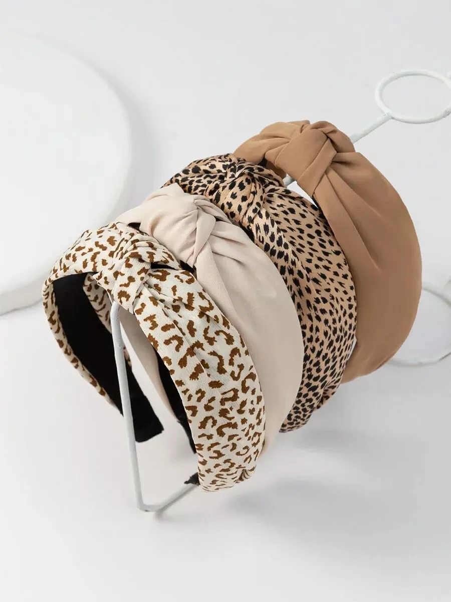 4-Pack Leopard Print Women's Hair Bands - Fashionable Hair Accessories - Image 2