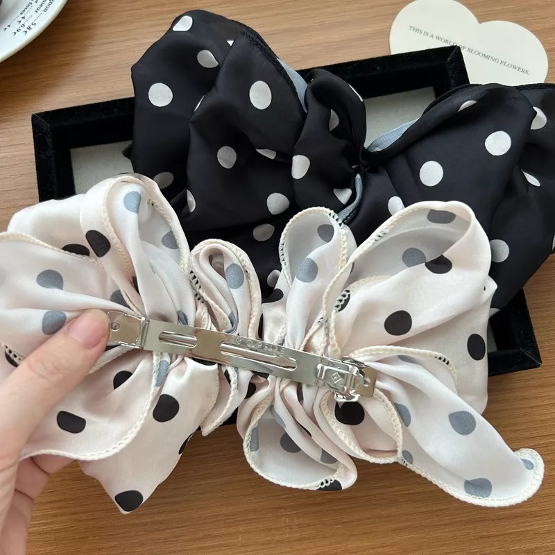 Elegant Polka Dot Bow Hair Clip for Women - Image 6
