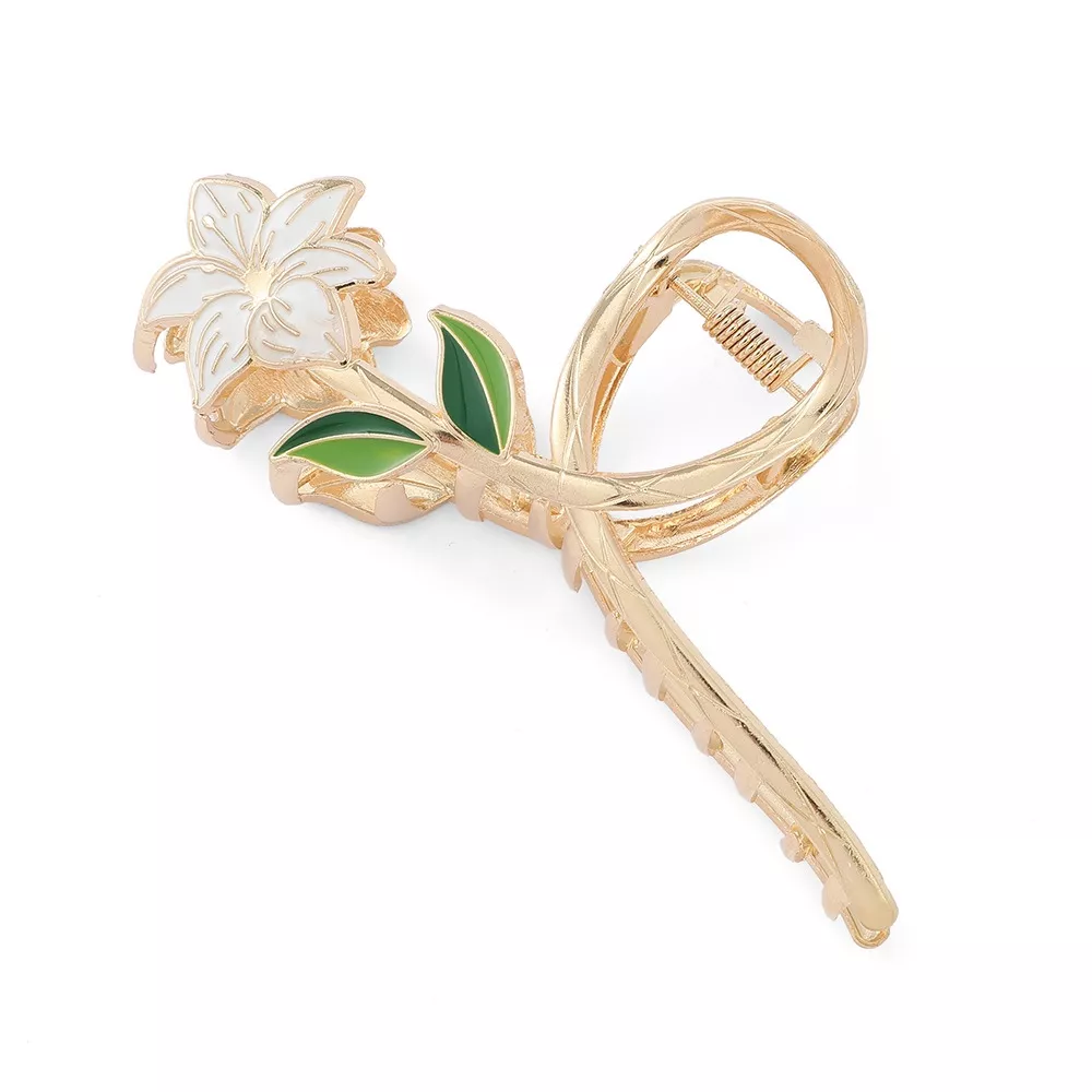 Elegant Gold Flower Hair Claw Clip - Image 6