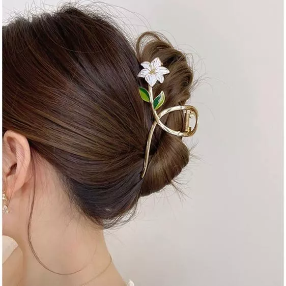 Elegant Gold Flower Hair Claw Clip