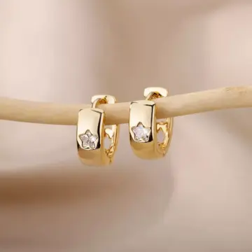 Zircon Star Hoop Earrings