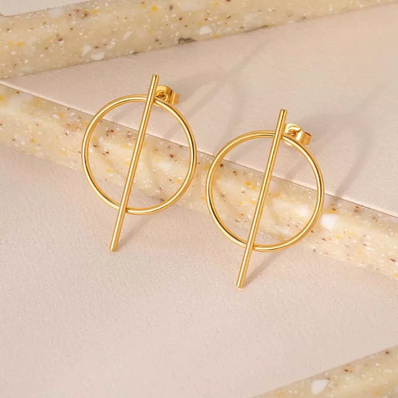 Exaggerated Gold Circle Stud Earrings for Women - Image 5