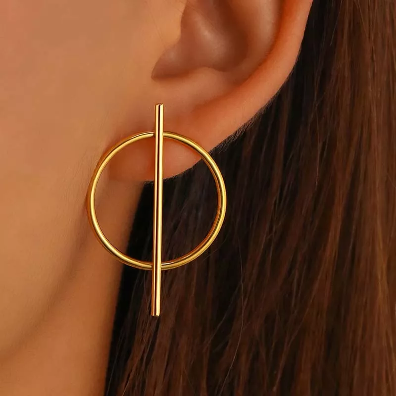 Exaggerated Gold Circle Stud Earrings for Women - Image 2