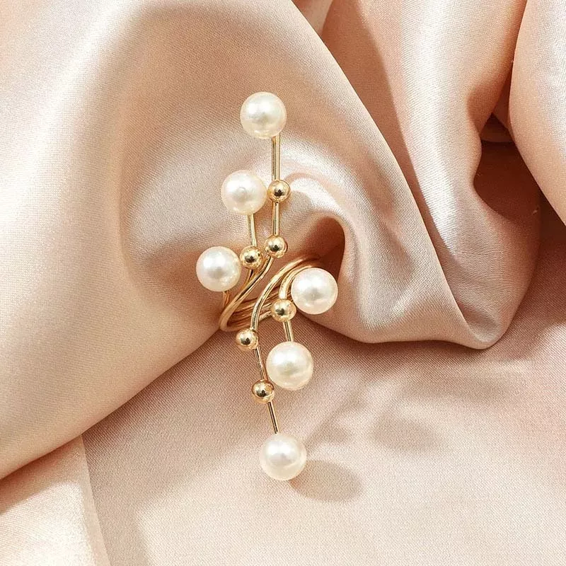 Vintage White Pearl Geometric Double Layer Ring - Image 3