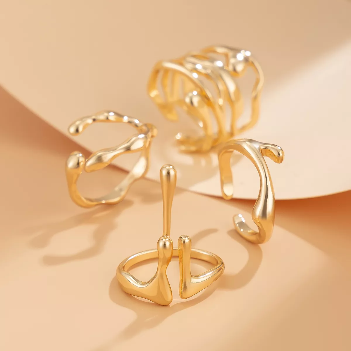 4-Piece Vintage Adjustable Gothic Lava Rings Set - Image 5