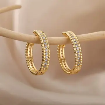 Gold Stainless Steel Round Hoop Earrings for Women