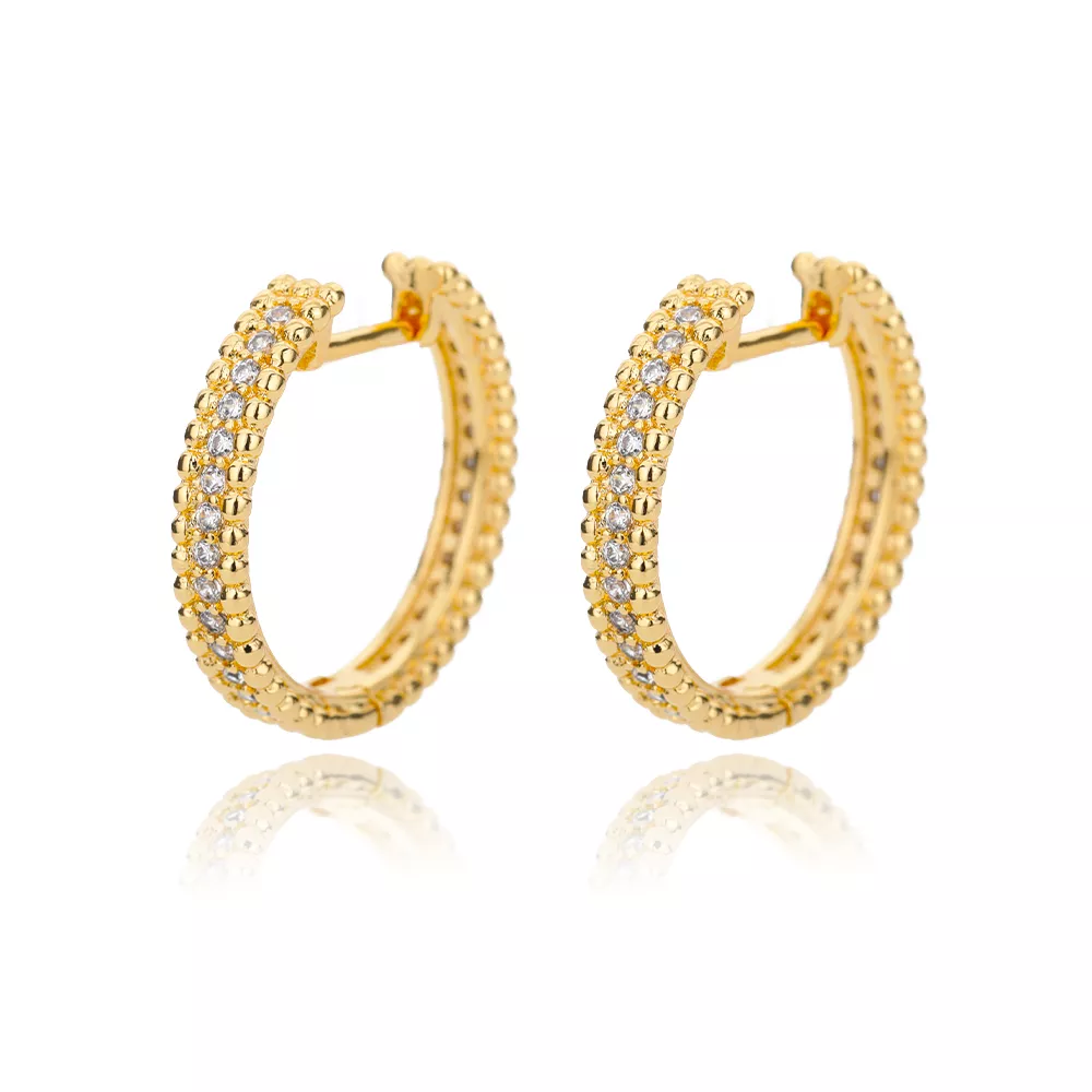Gold Stainless Steel Round Hoop Earrings for Women - Image 7