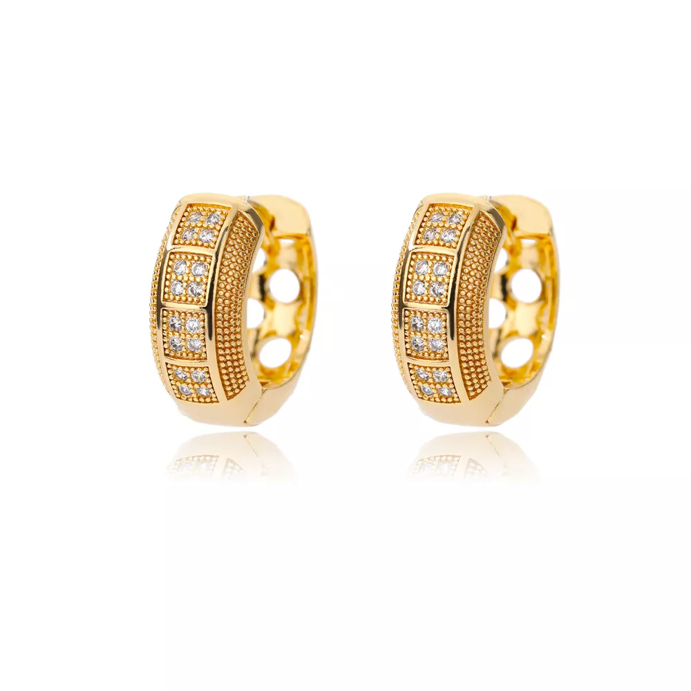 Cubic Zirconia Round Hoop Earrings - Image 6