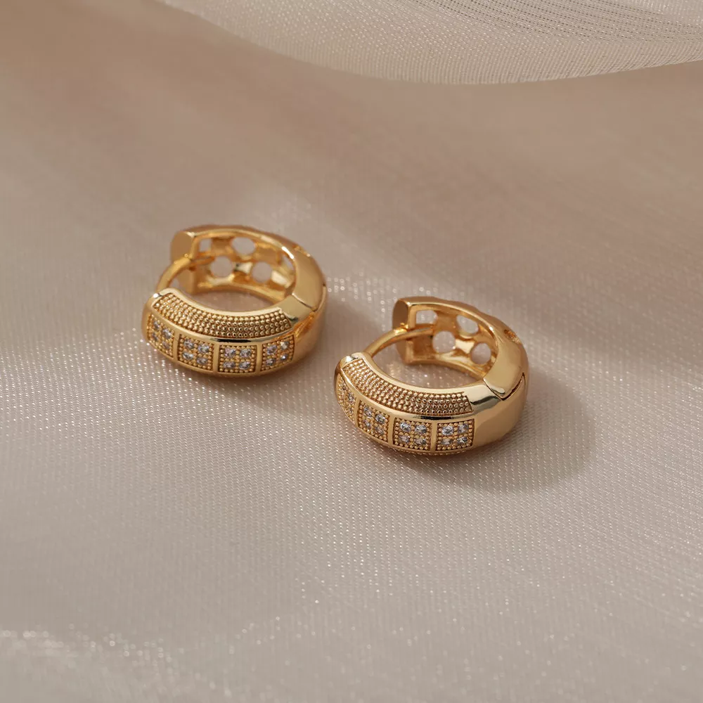 Cubic Zirconia Round Hoop Earrings - Image 5