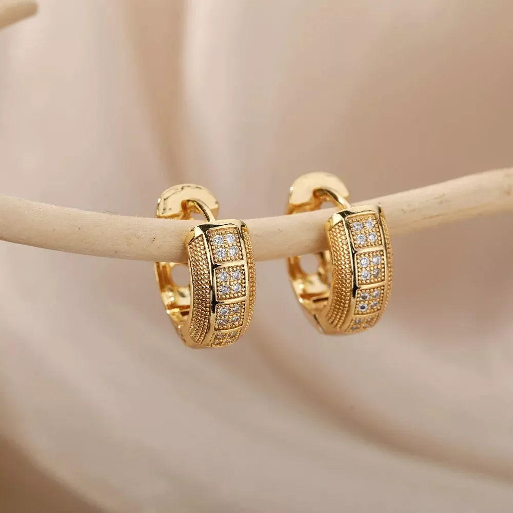 Cubic Zirconia Round Hoop Earrings