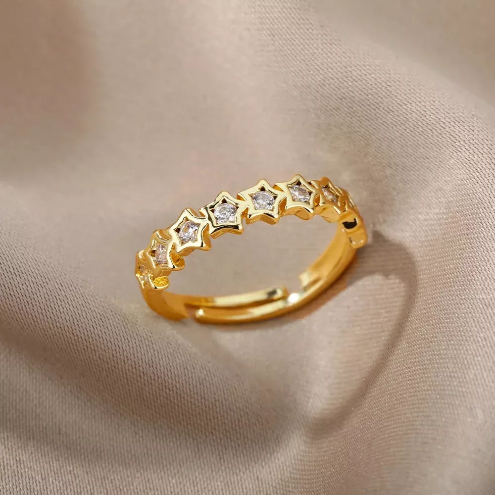 Adjustable Korean Zircon Star Crystal Ring