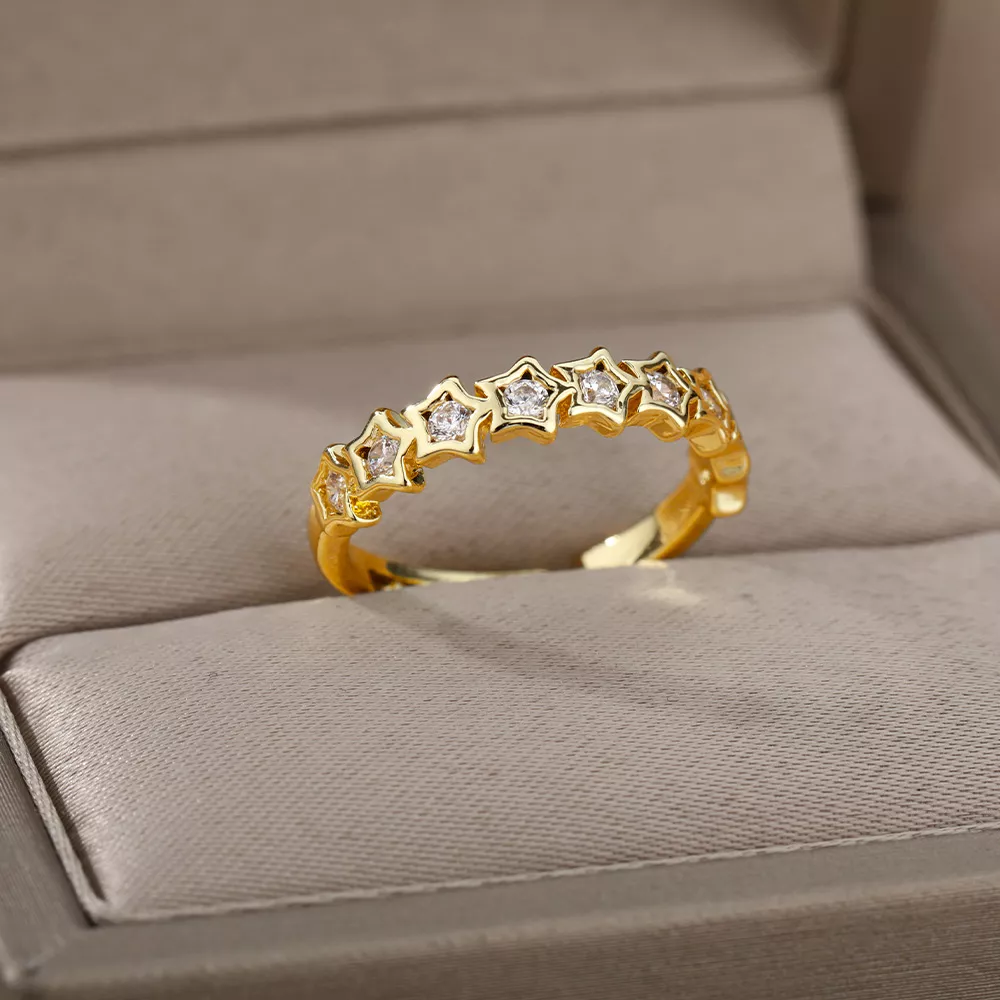 Adjustable Korean Zircon Star Crystal Ring - Image 4