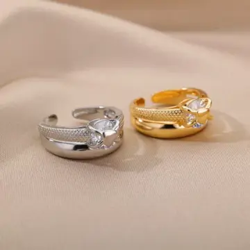 Elegant Gold-Tone Adjustable Heart Ring