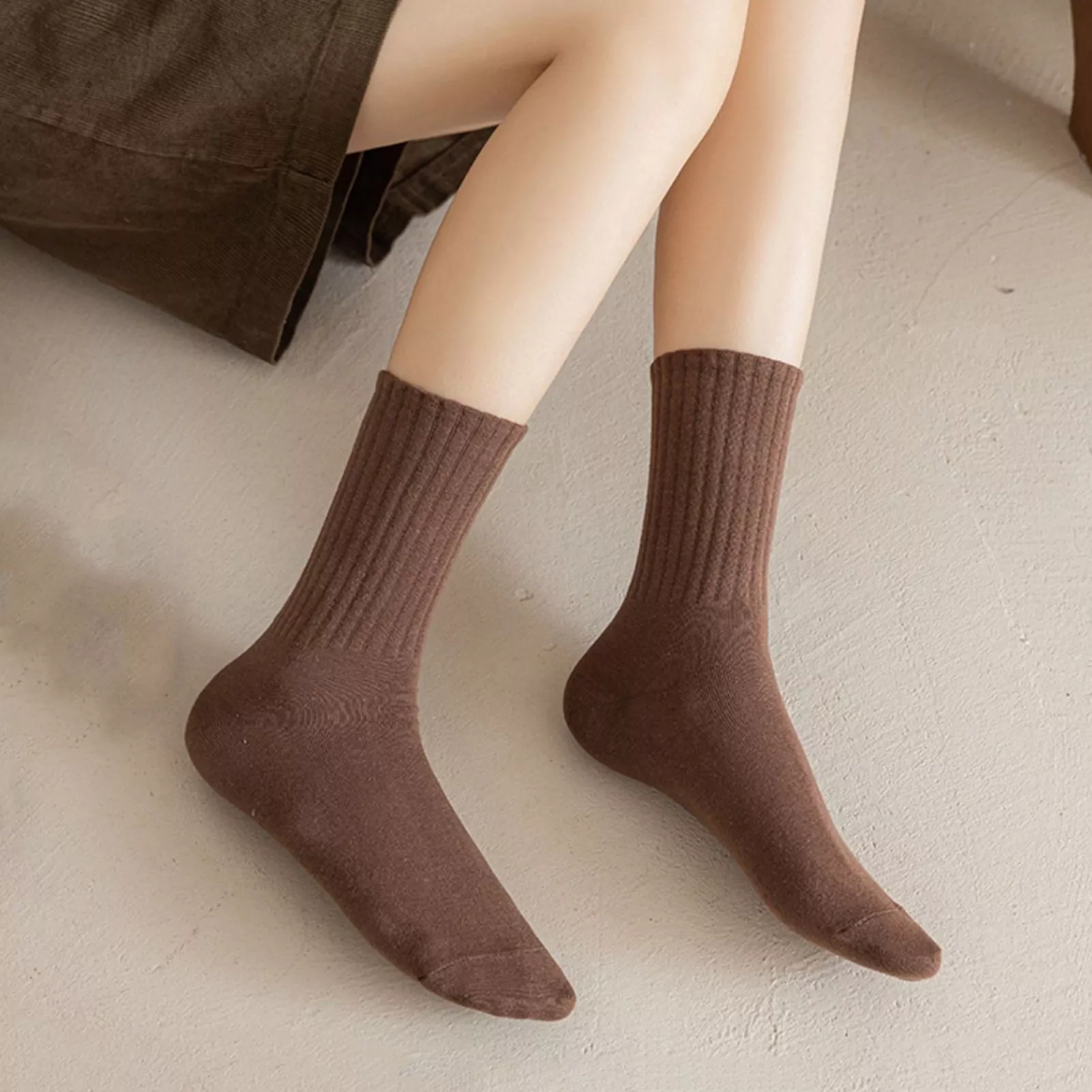 Classic Solid Color Cotton Loose Long Socks