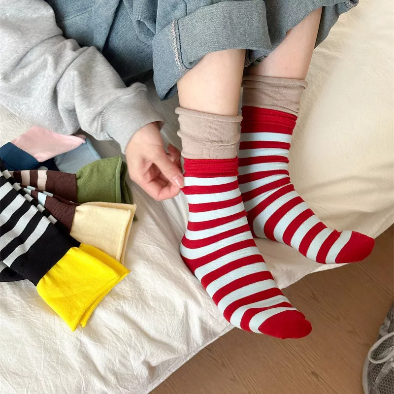 Retro Striped Cotton Socks - Image 2