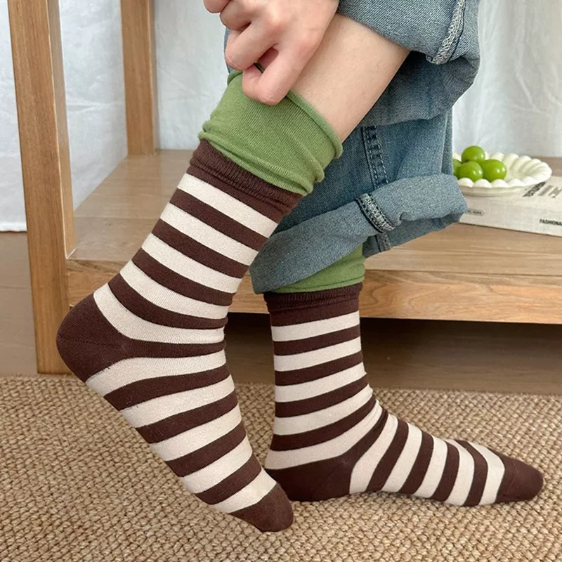 Retro Striped Cotton Socks - Image 4