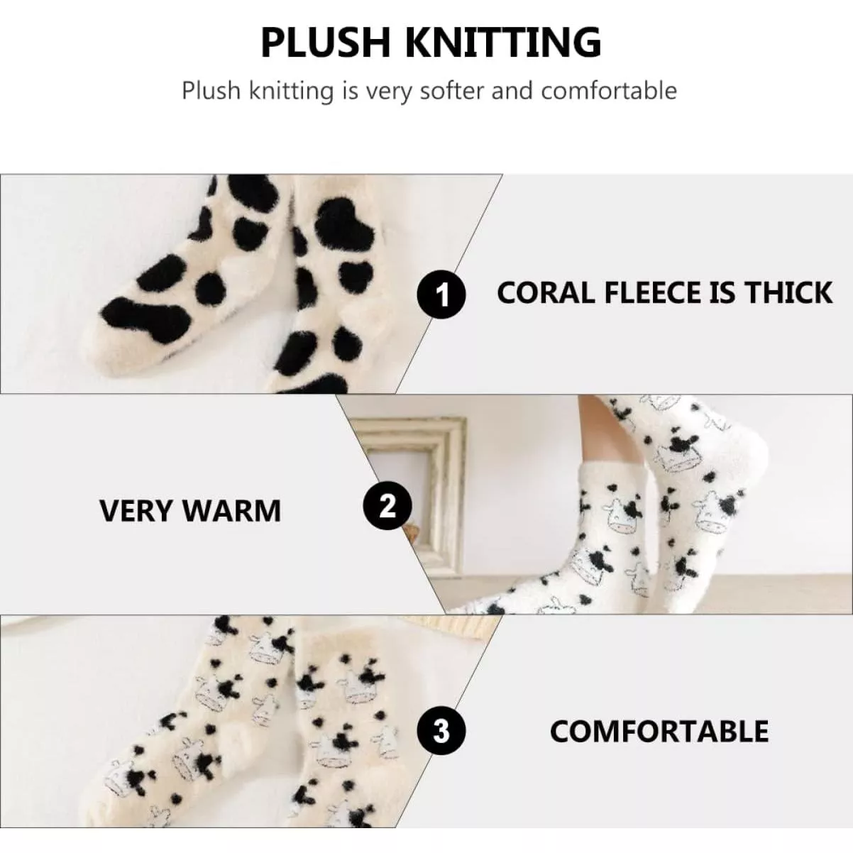 Cartoon Plush Cow Winter Socks - Image 6