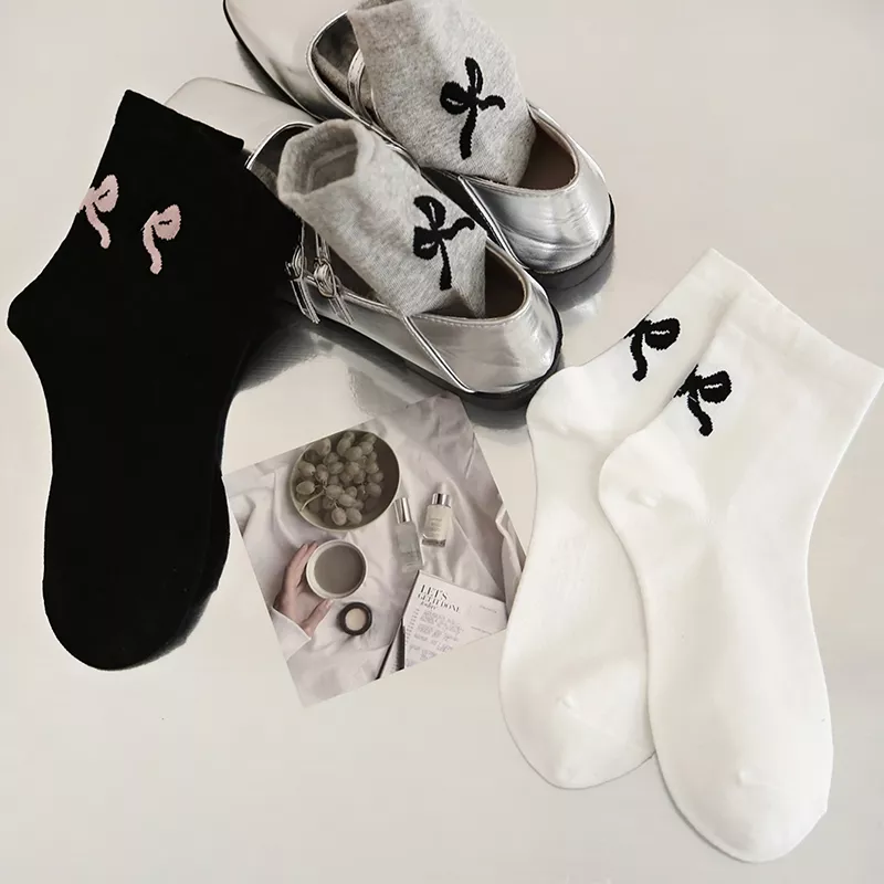 Women’s Summer Thin Cotton Mid-Tube Socks with Bow – Casual Streetwear - Image 4