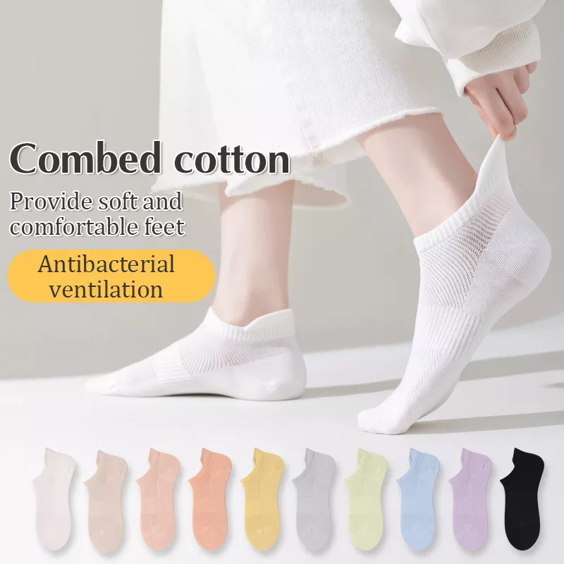 Breathable Cotton No-Show Ankle Socks for Women - Image 4