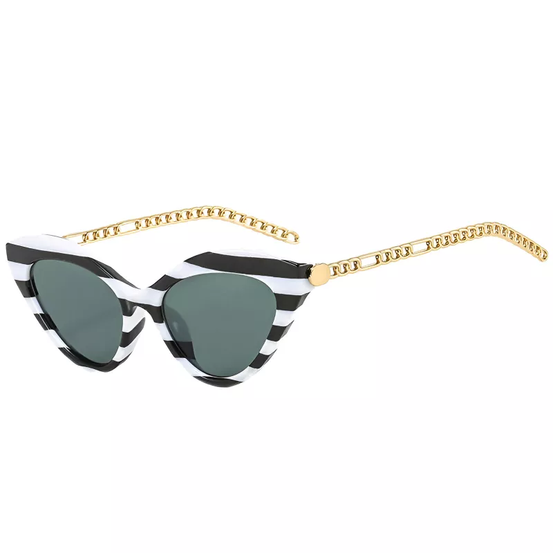 Retro Cat Eye Sunglasses with Metal Chain - Image 7