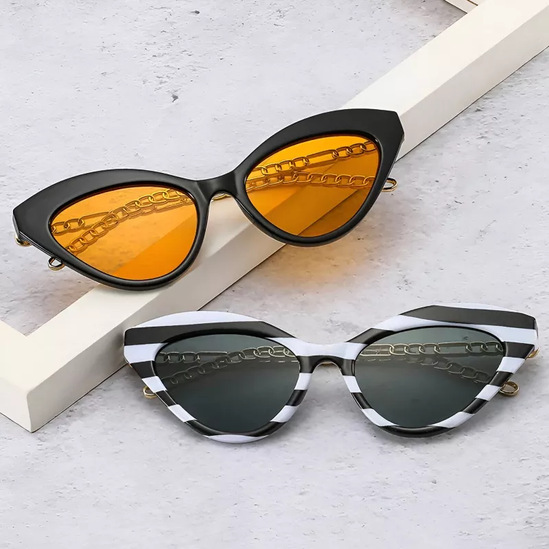 Retro Cat Eye Sunglasses with Metal Chain