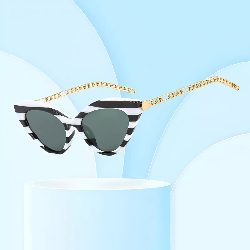 Retro Cat Eye Sunglasses with Metal Chain - Image 3