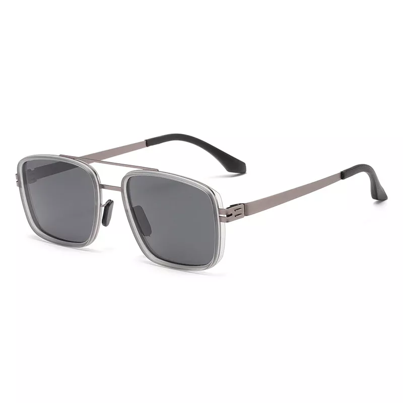 Retro Double Bridge Square Sunglasses UV400 Protection - Image 4