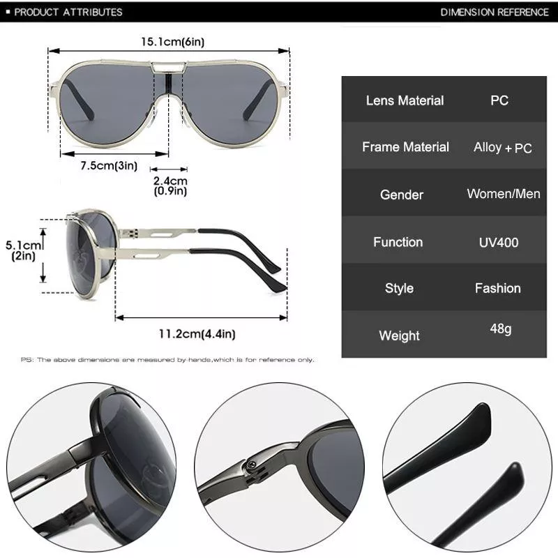 Oversized Pilot Sunglasses for Women & Men – Gradient UV400 Protection - Image 6