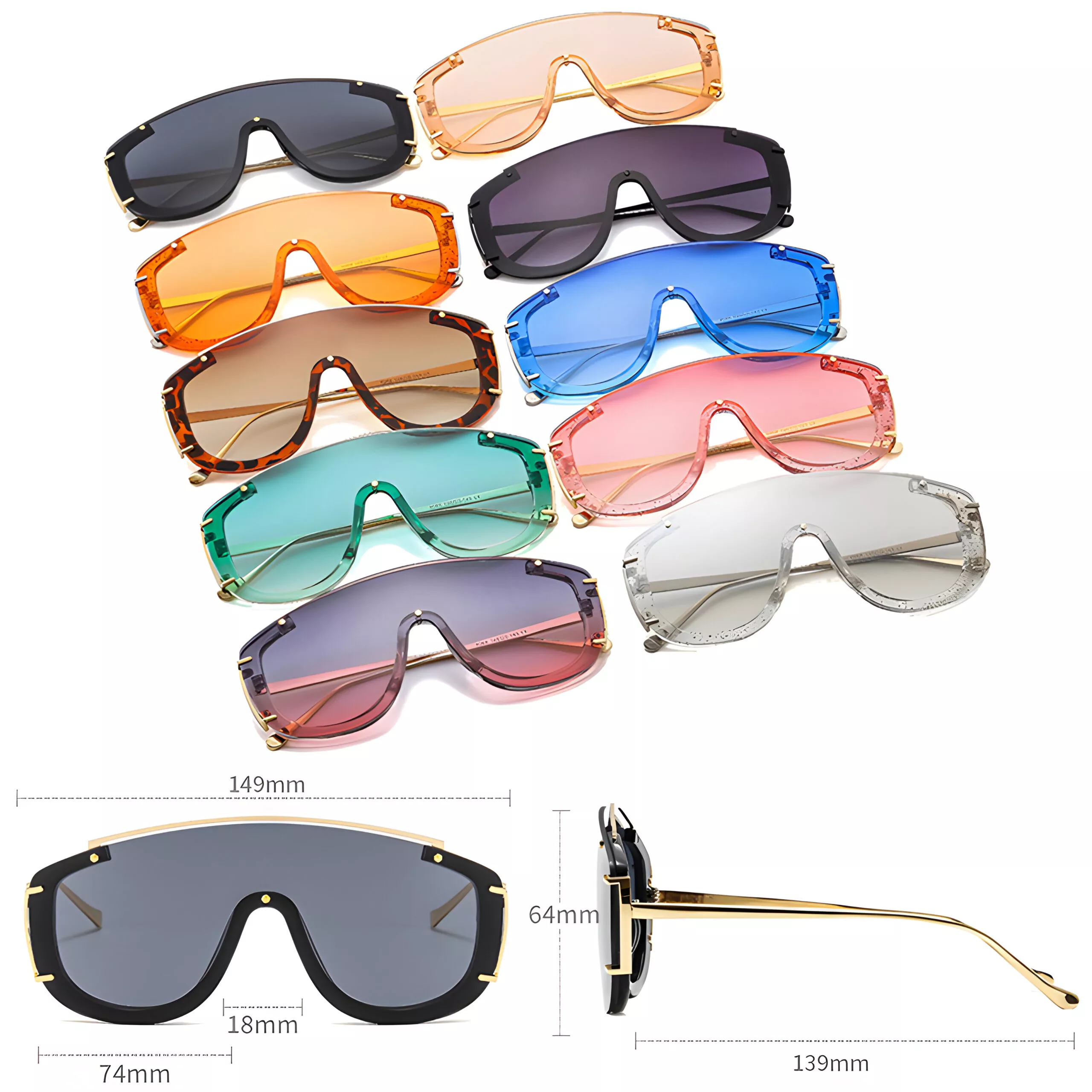 Oversized Retro Sunglasses with Rivets & Gradient Lenses - Image 4